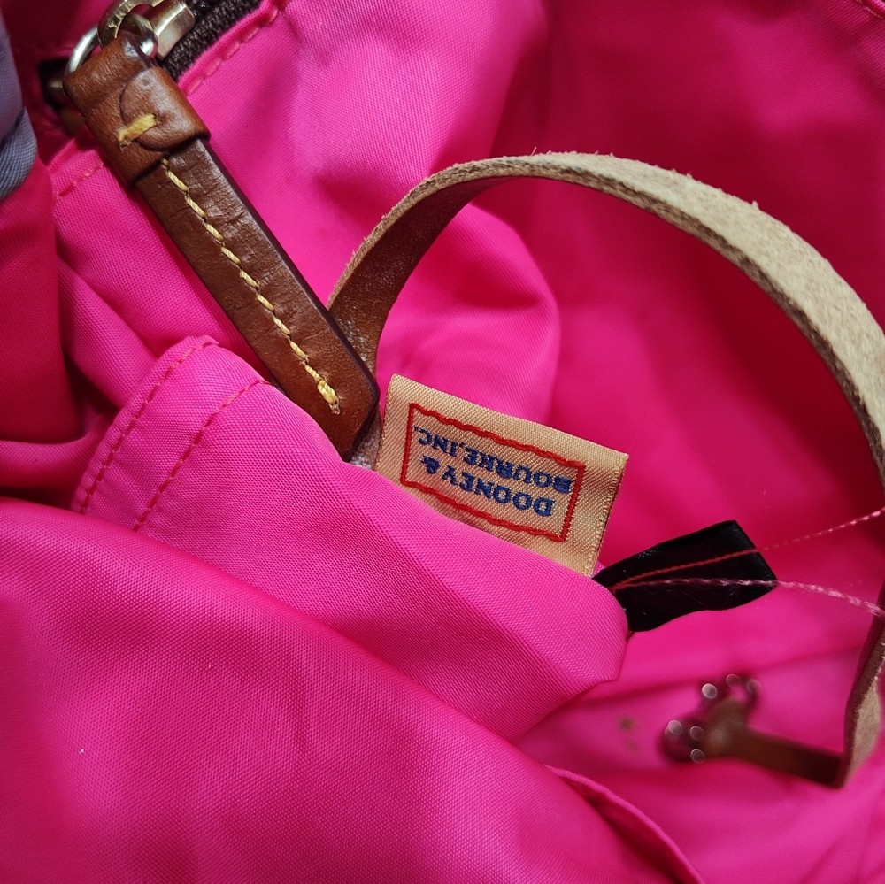 Dooney & Bourke Lavender Nylon Tote with Brown Leather Trim and Straps - Picture 14 of 16